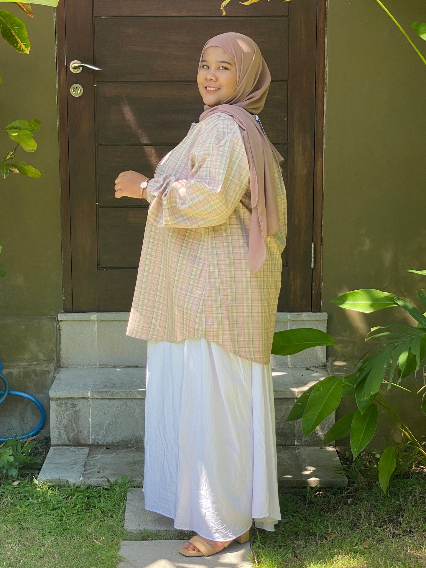 Kemeja Jumbo Korean Twill Pink Abu