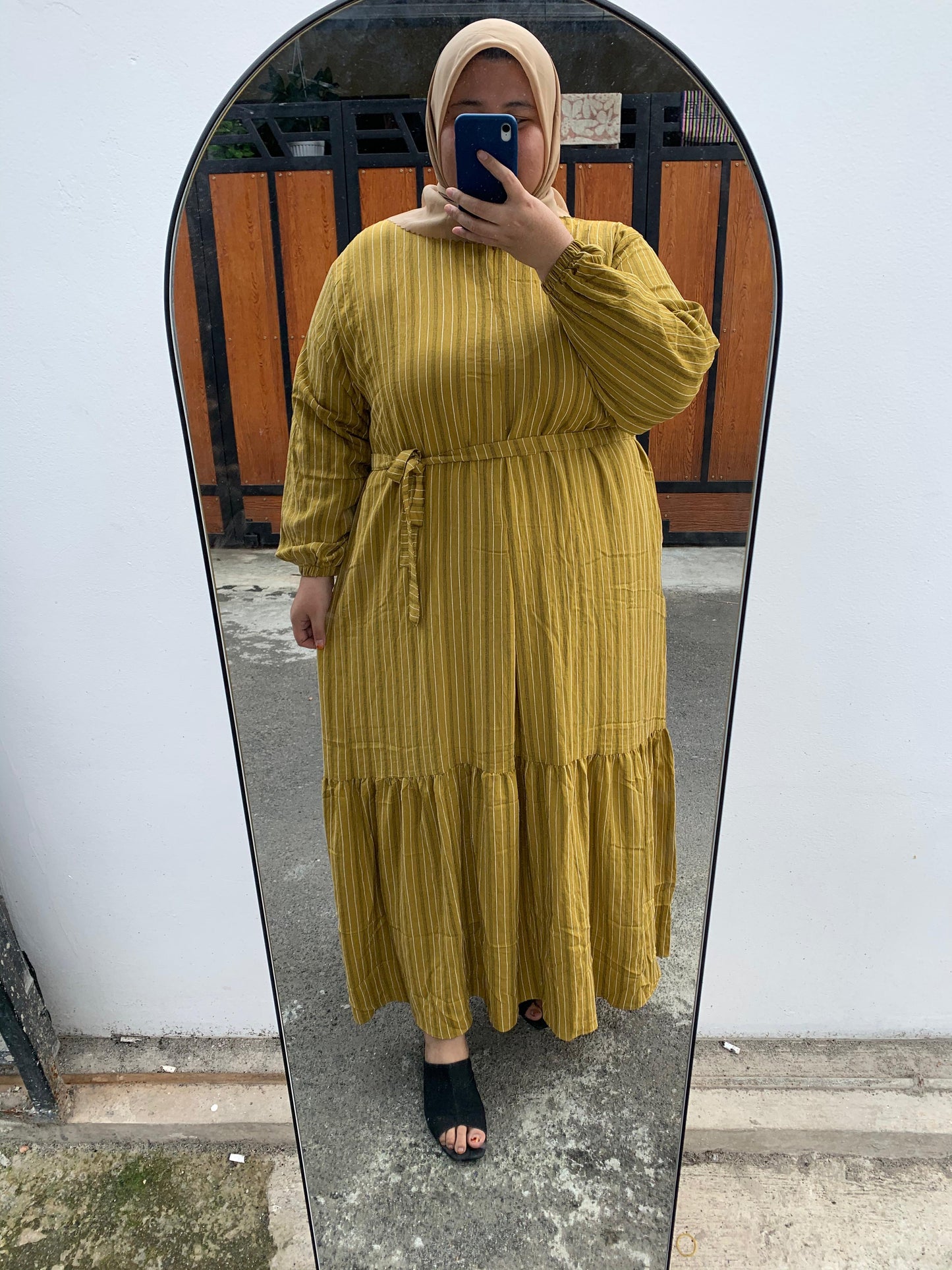 Yomi Official - Gamis Luna | Stripe Mustard