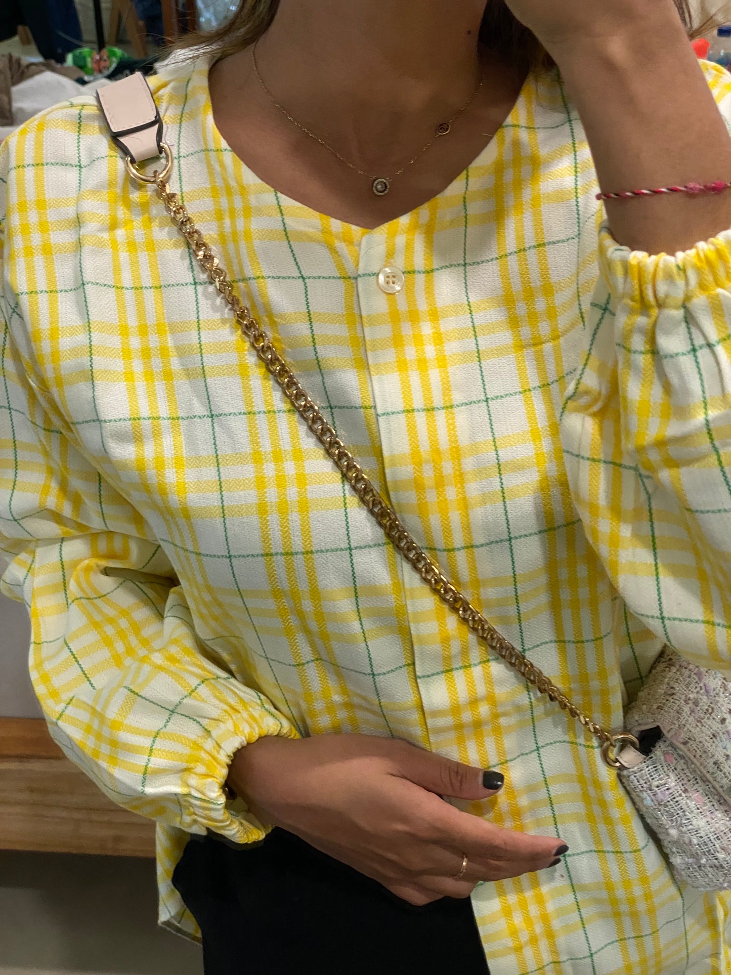 Kemeja Jumbo Flanel Kotak Kuning
