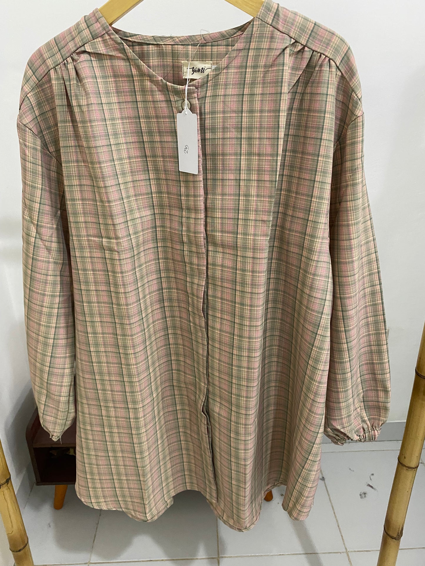 Kemeja Jumbo Korean Twill Pink Abu