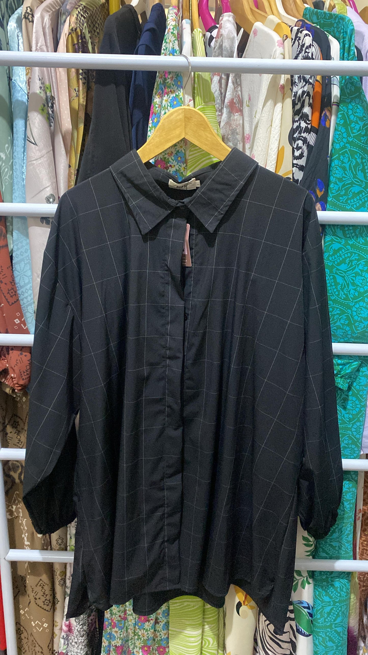 Kemeja Tissue Kotak Hitam Jumbo