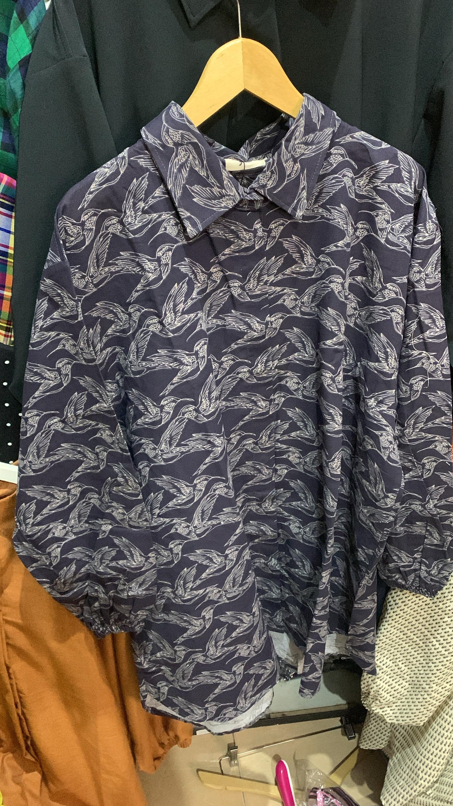 Kemeja Linen Bird Dark Navy