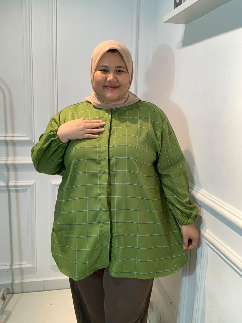 Kemeja Jumbo Kotak Hijau sage