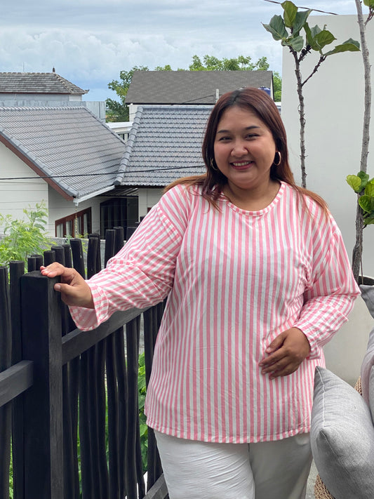 Kaos Jumbo Garis Pink