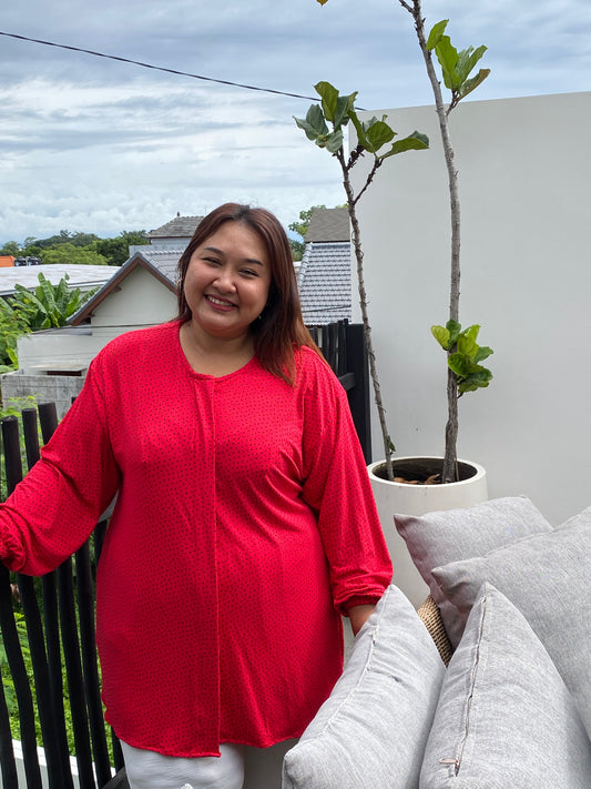 Kaos Jumbo Merah Polka