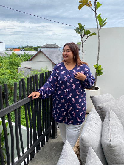 Kaos Jumbo Flower Navy