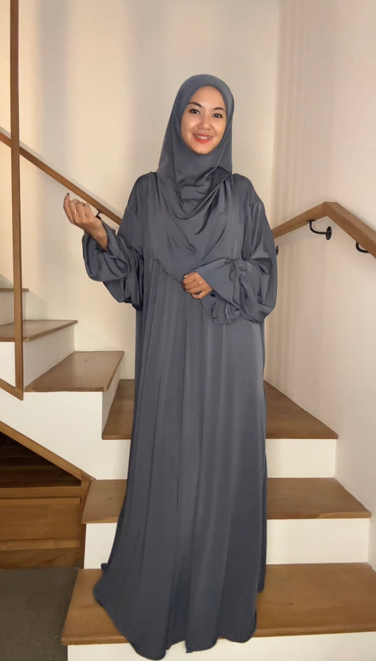 Gamis Syar’i Dubai Jumbo Light Grey Big Size