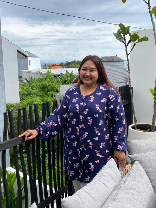 Kaos Jumbo Flower Navy