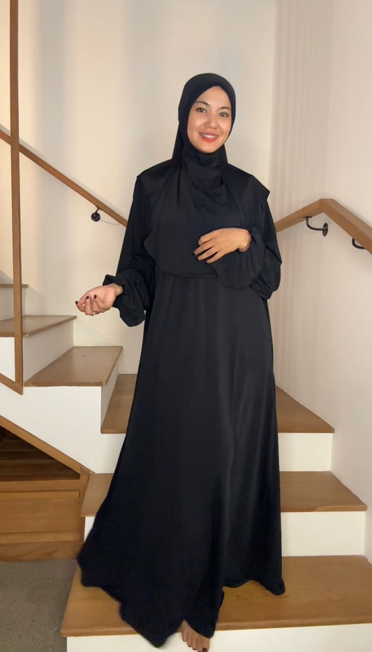 Gamis Syar’i Dubai Jumbo Hitam Big Size