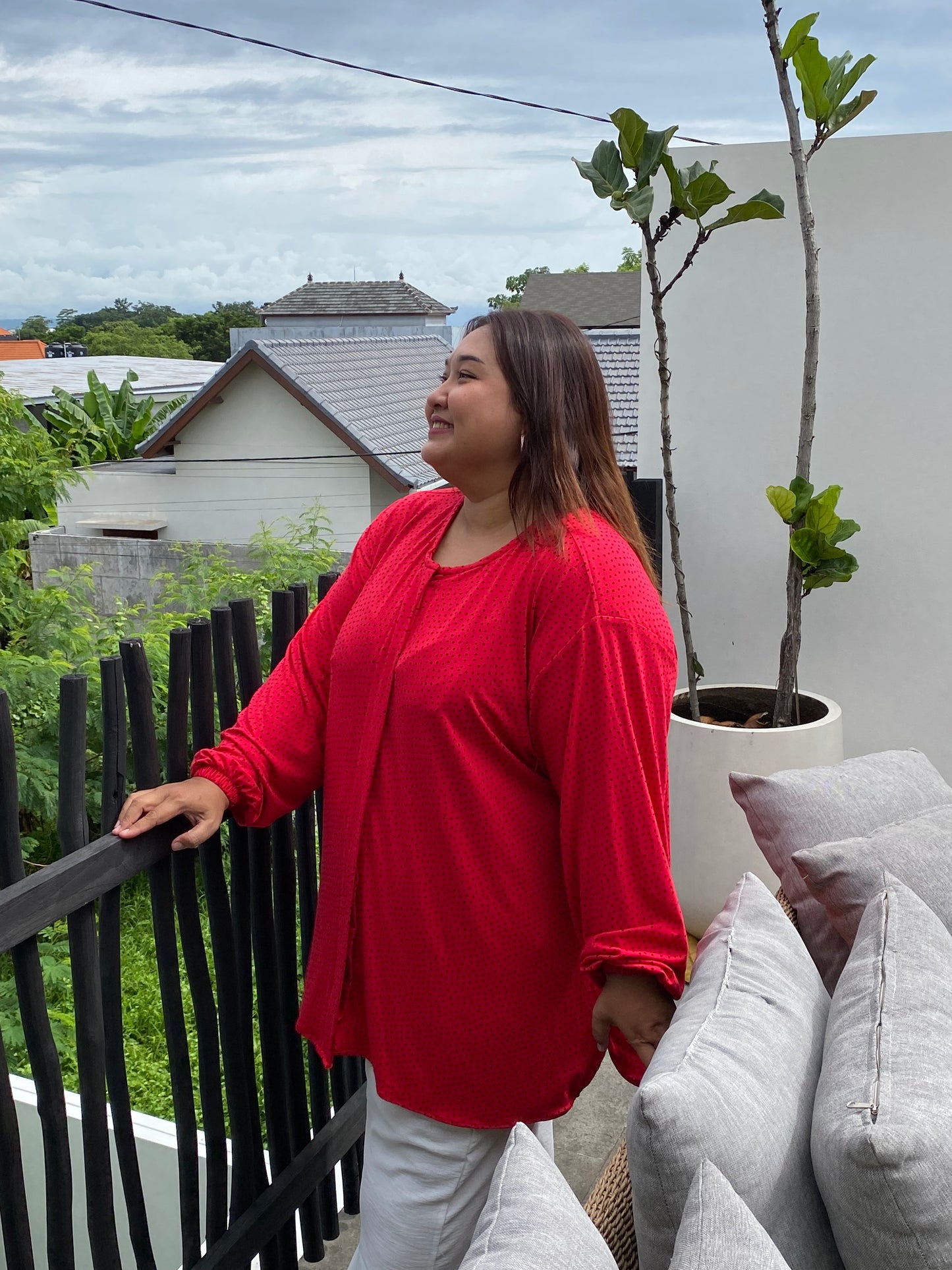 Kaos Jumbo Merah Polka