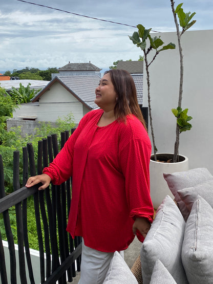 Kaos Jumbo Merah Polka
