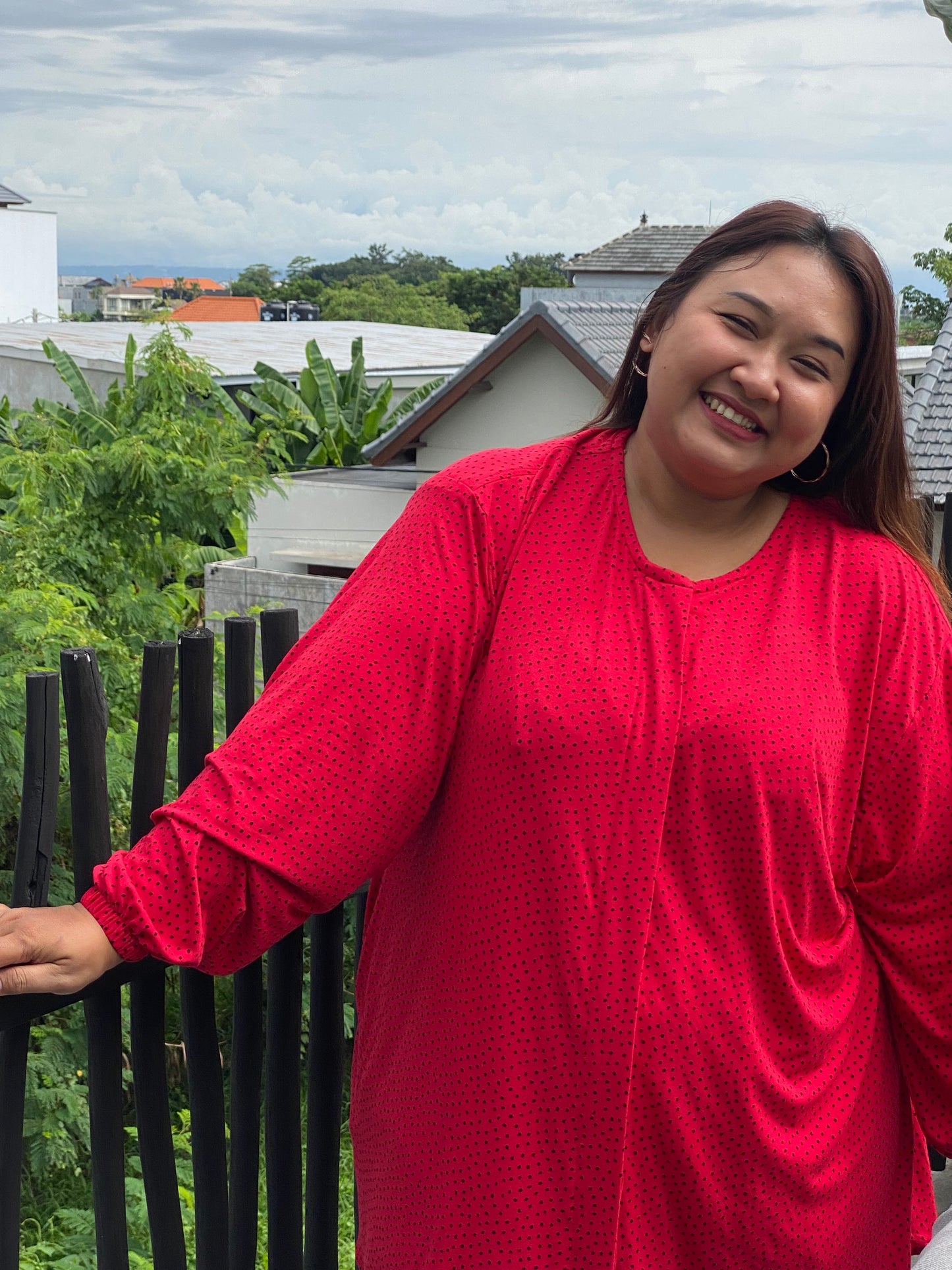 Kaos Jumbo Merah Polka