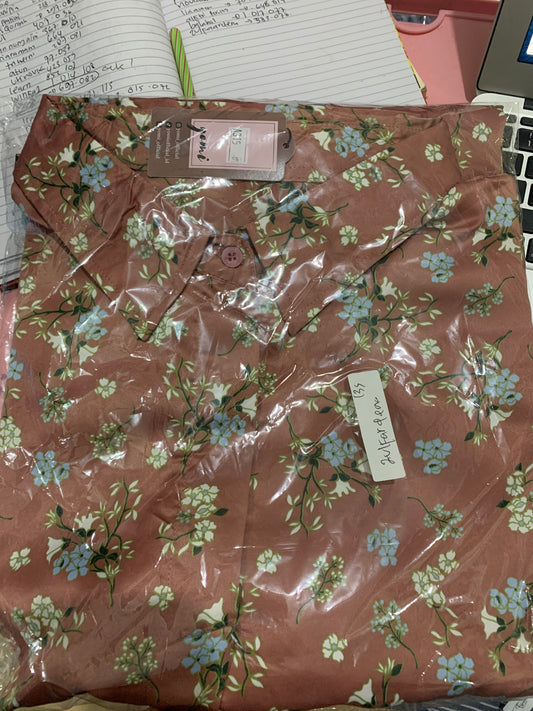 Kemeja Jumbo Bunga Cantik Pink Salem