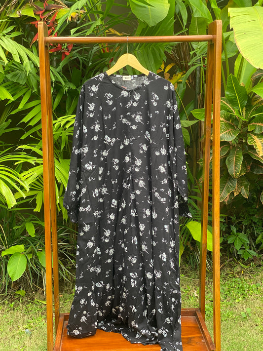 Gamis Jumbo Rayon Black Dandelion