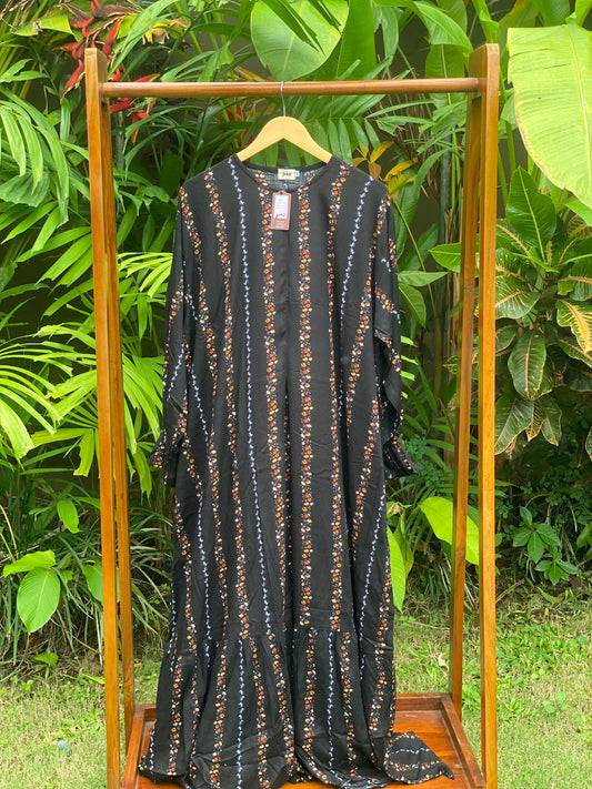 Gamis Jumbo Rayon Black Ethnik