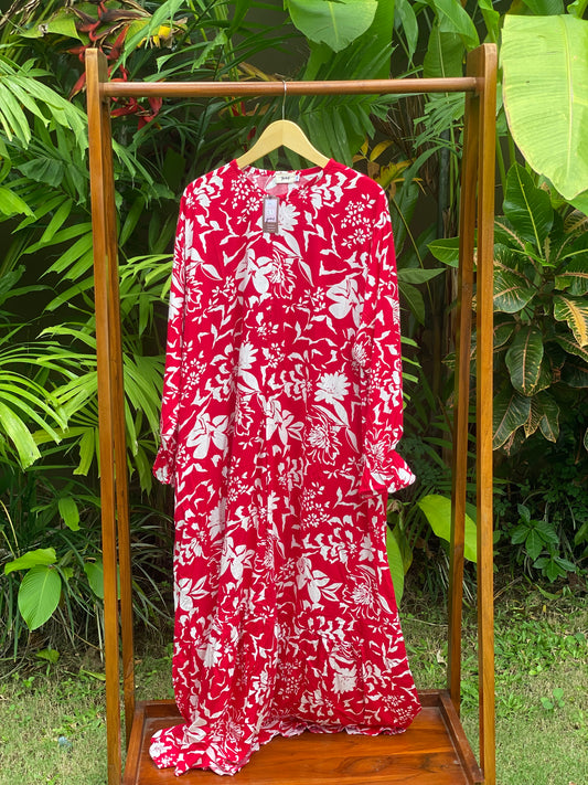 Gamis Jumbo Rayon Red White