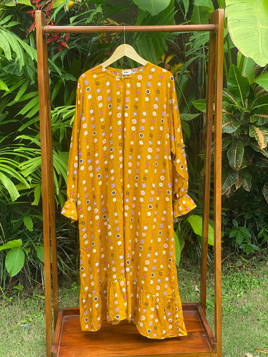 Gamis Jumbo Rayon Yellow Flower