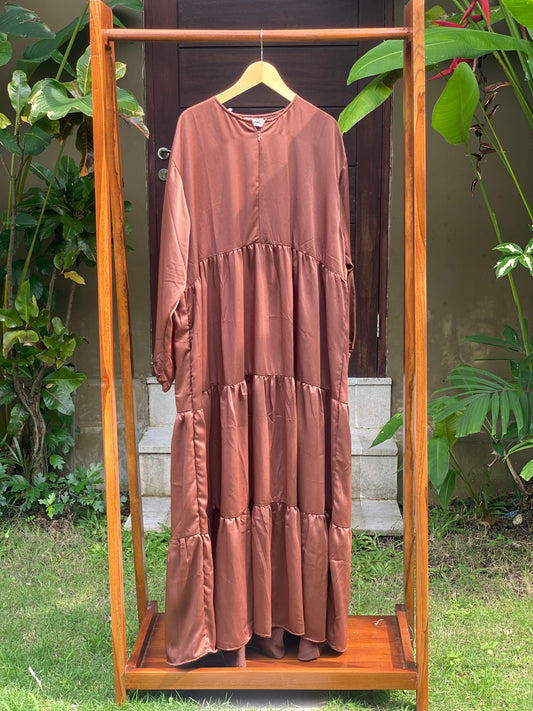 Gamis Jumbo Polos Silk Mocca