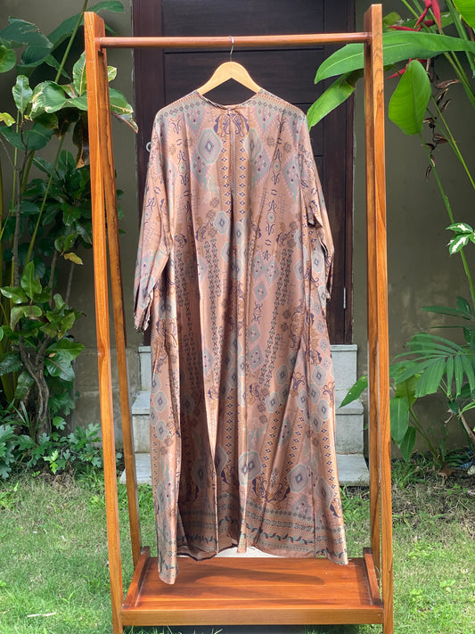 Gamis Jumbo Digor Alaine Golden Brown Ethnik