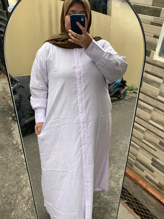 Gamis Katun Jumbo Garis Ungu