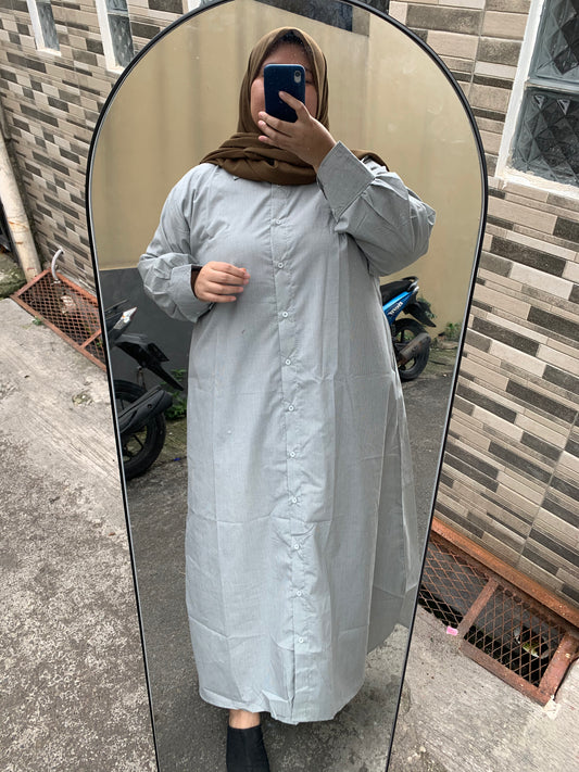 Gamis Katun Jumbo Garis Abu