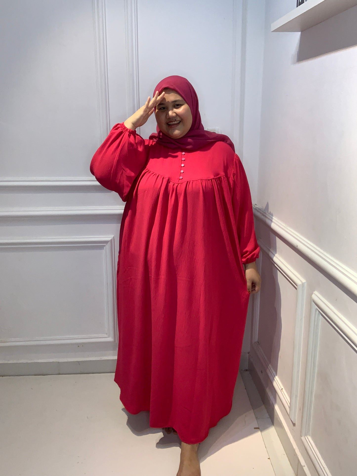 Gamis Air Flow Fusia