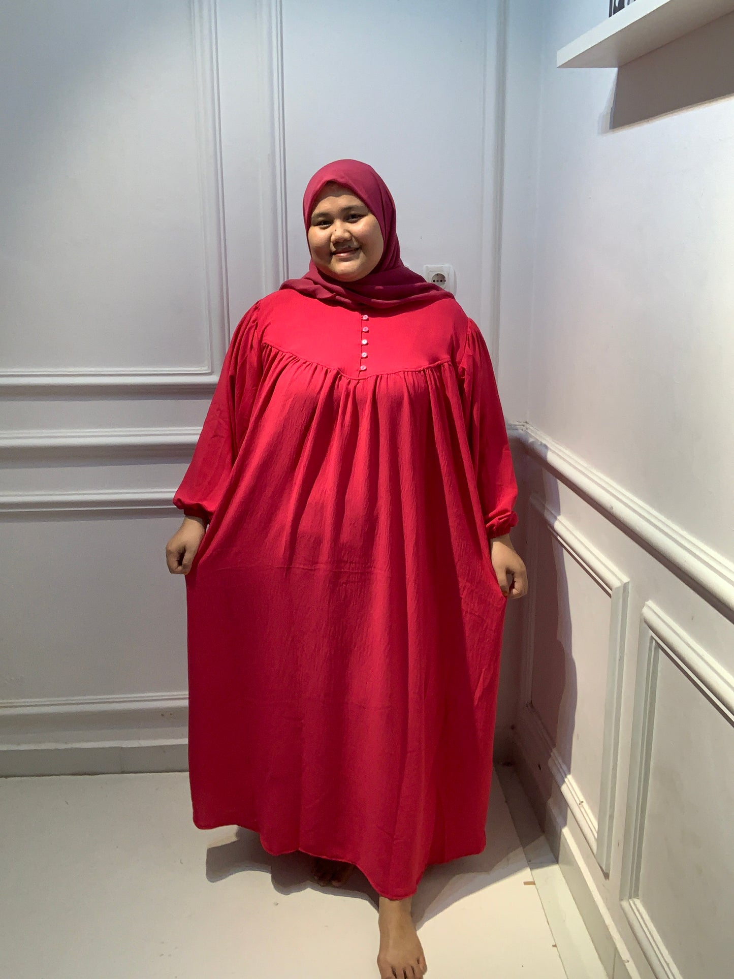 Gamis Air Flow Fusia