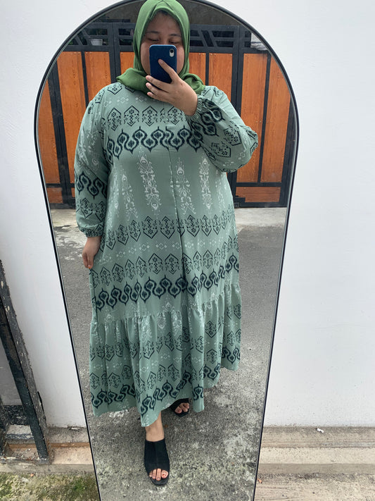 Gamis Jumbo Hijau Ethnik