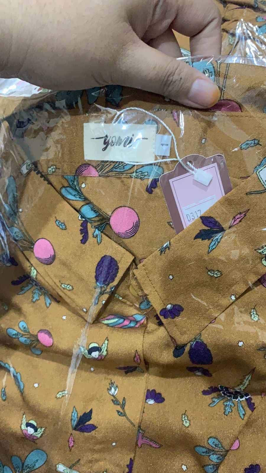 Kemeja Jumbo Motif Fruty Mustard