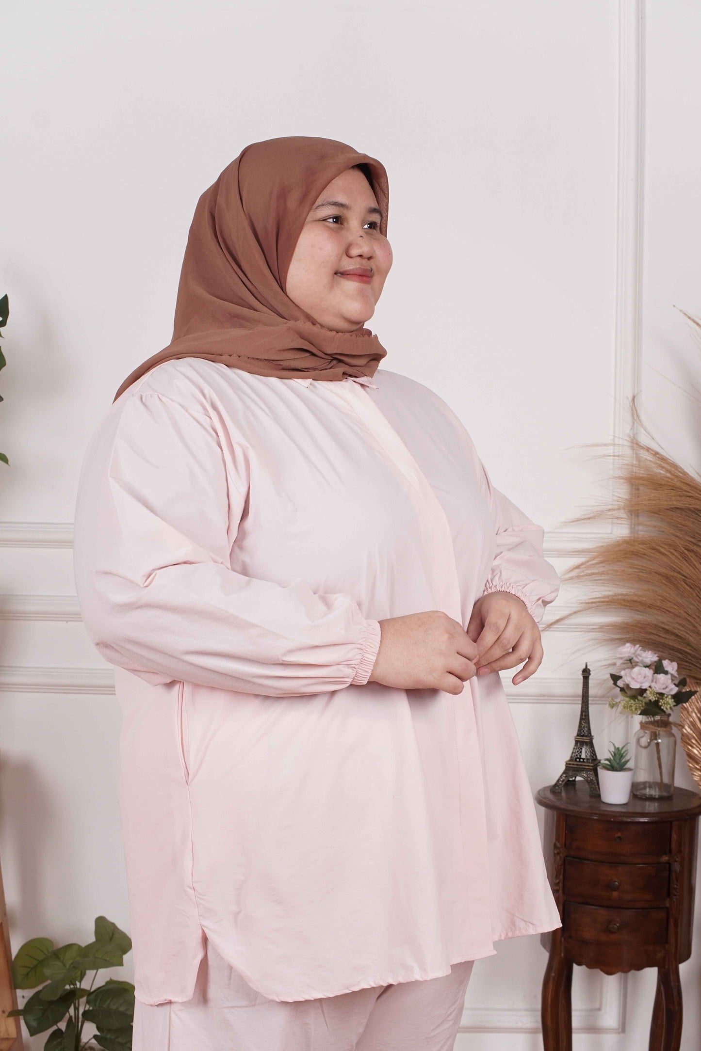Yomi Official - Kemeja Only | Katun Pink