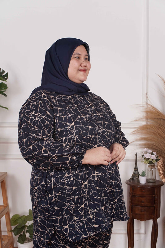 Yomi Official - Kemeja Only | Abstrak Navy