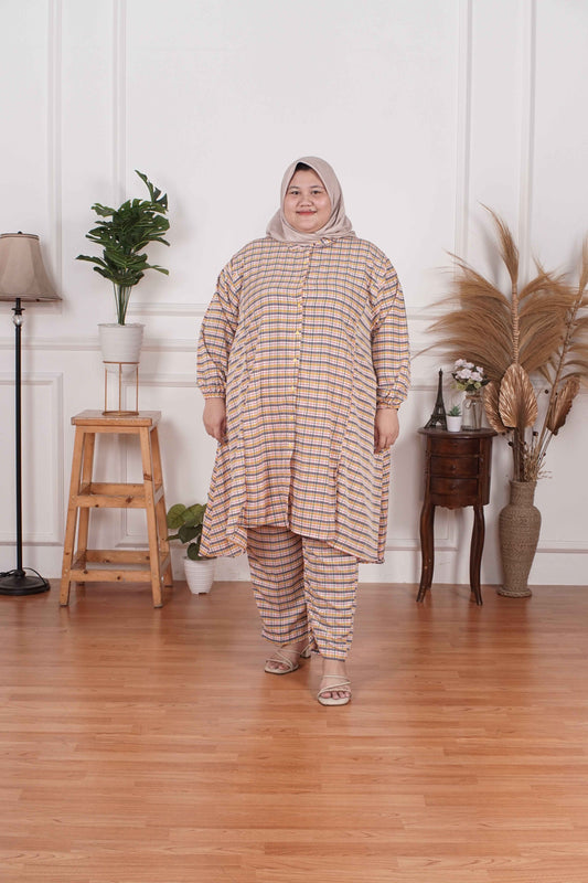 Yomi Official - Tunic Suit Yura | Setelan Tunik Slit Colorful Rainbow