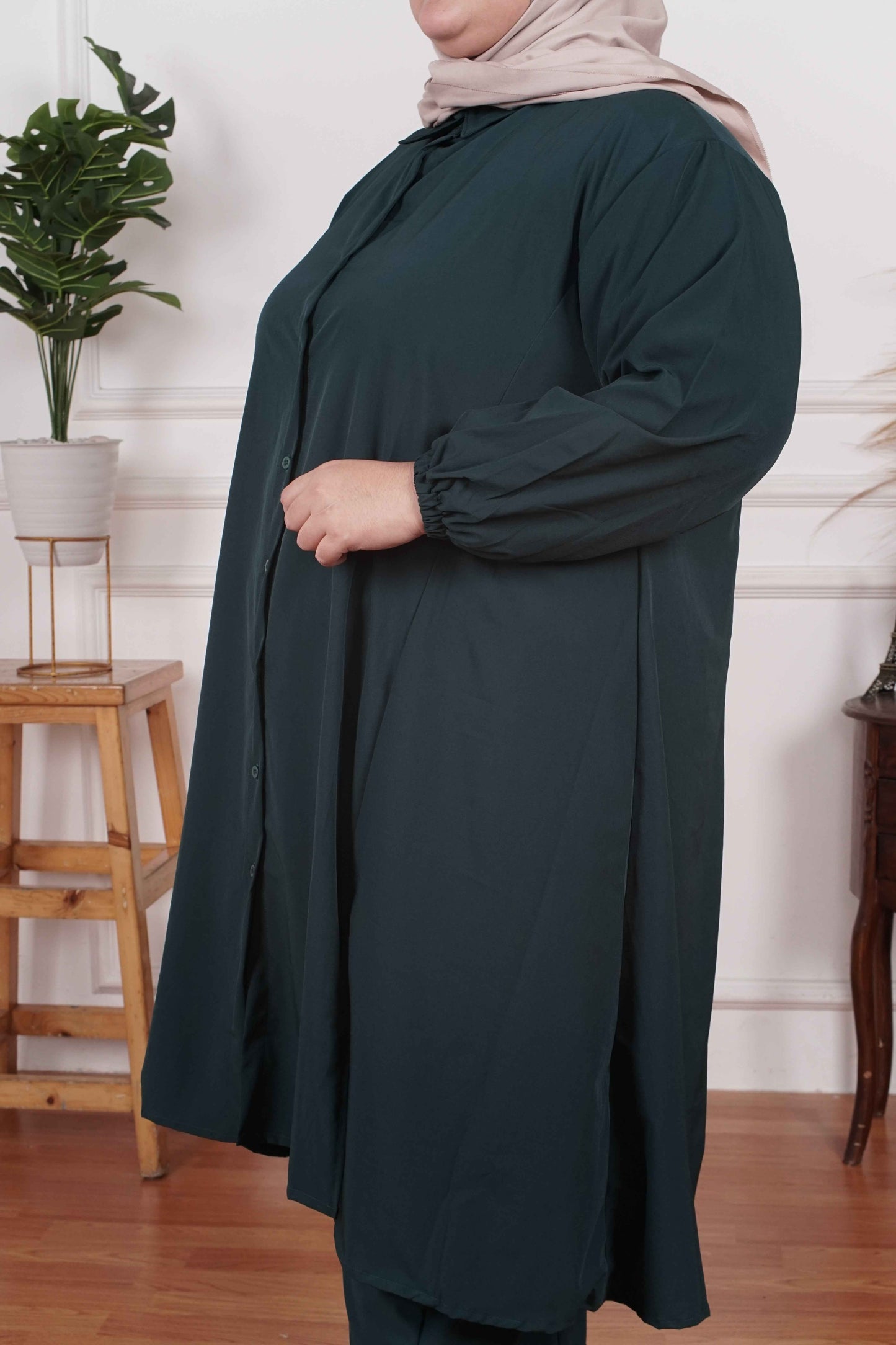 Yomi Official - Tunic Suit Yura | Setelan Tunik Slit Basic Emerald