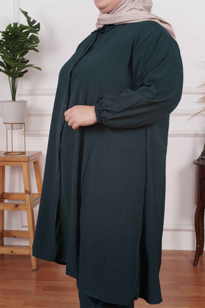 Yomi Official - Tunic Suit Yura | Setelan Tunik Slit Basic Emerald