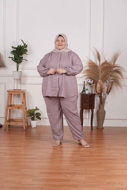 Yomi Official - Ayumi Set | Oneset Kemeja Basic Mocca