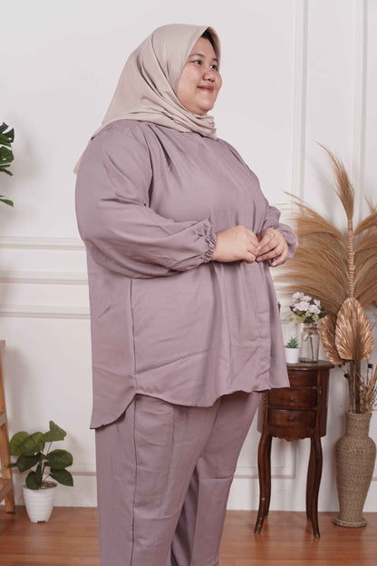 Yomi Official - Ayumi Set | Oneset Kemeja Basic Mocca