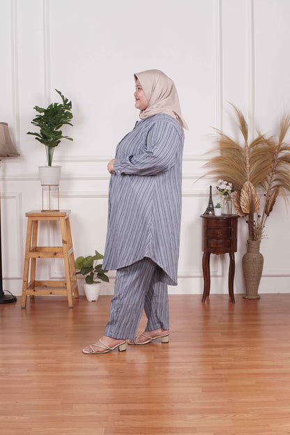 Yomi Official - Tunic Suit Azura | Setelan Tunik Grey Denim Shape