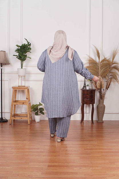 Yomi Official - Tunic Suit Azura | Setelan Tunik Grey Denim Shape