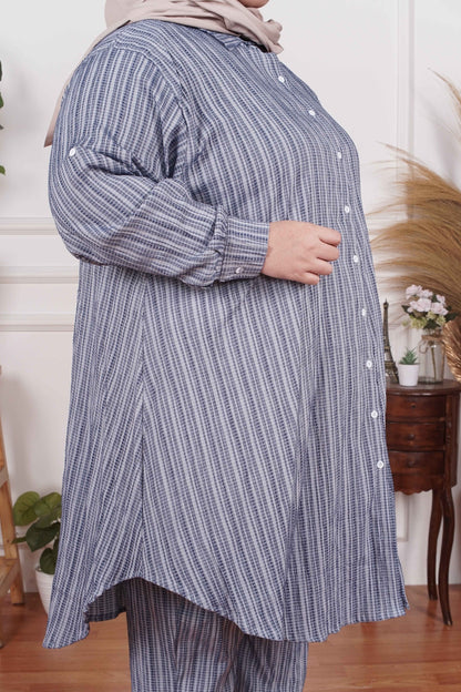 Yomi Official - Tunic Suit Azura | Setelan Tunik Grey Denim Shape