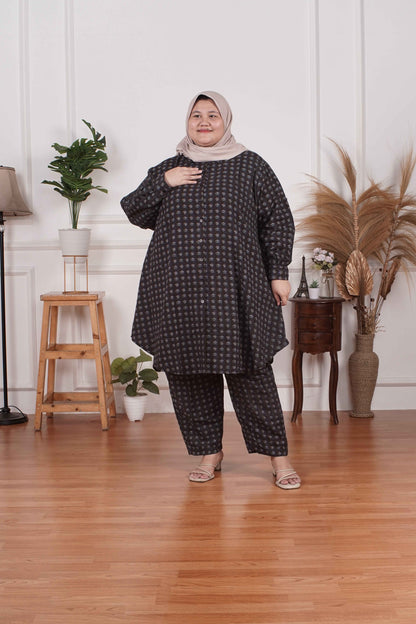 Yomi Official - Tunic Suit Azura | Setelan Tunik Etnik Black