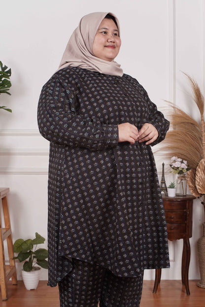 Yomi Official - Tunic Suit Azura | Setelan Tunik Etnik Black