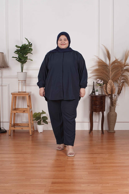 Yomi Official - Ayumi Set | Oneset Kemeja Dark Navy Basic
