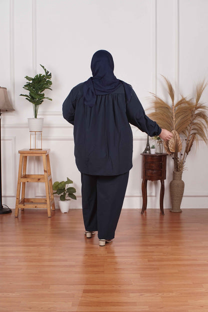 Yomi Official - Ayumi Set | Oneset Kemeja Dark Navy Basic
