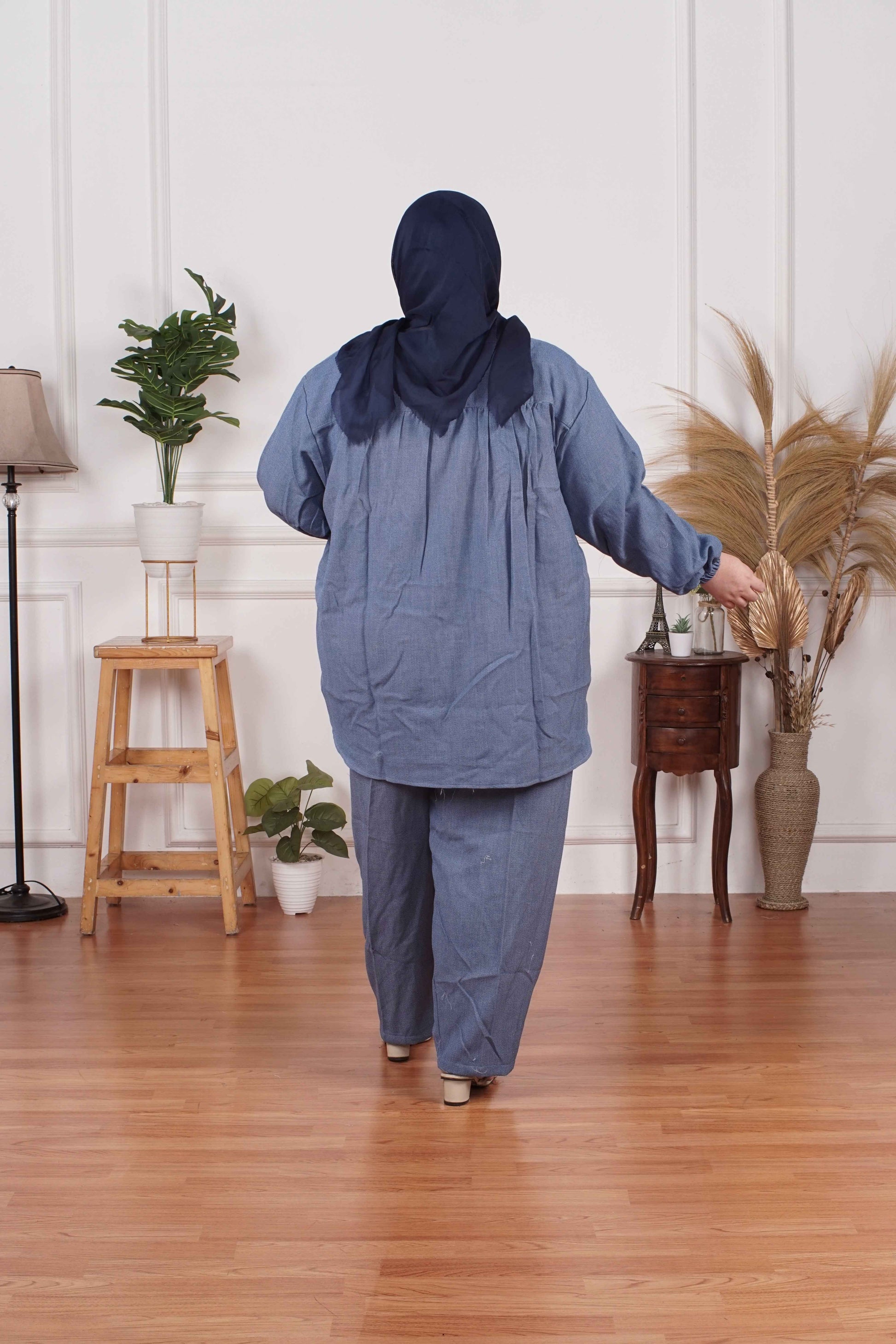 Yomi Official - Ayumi Set | Oneset Kemeja Denim Dots