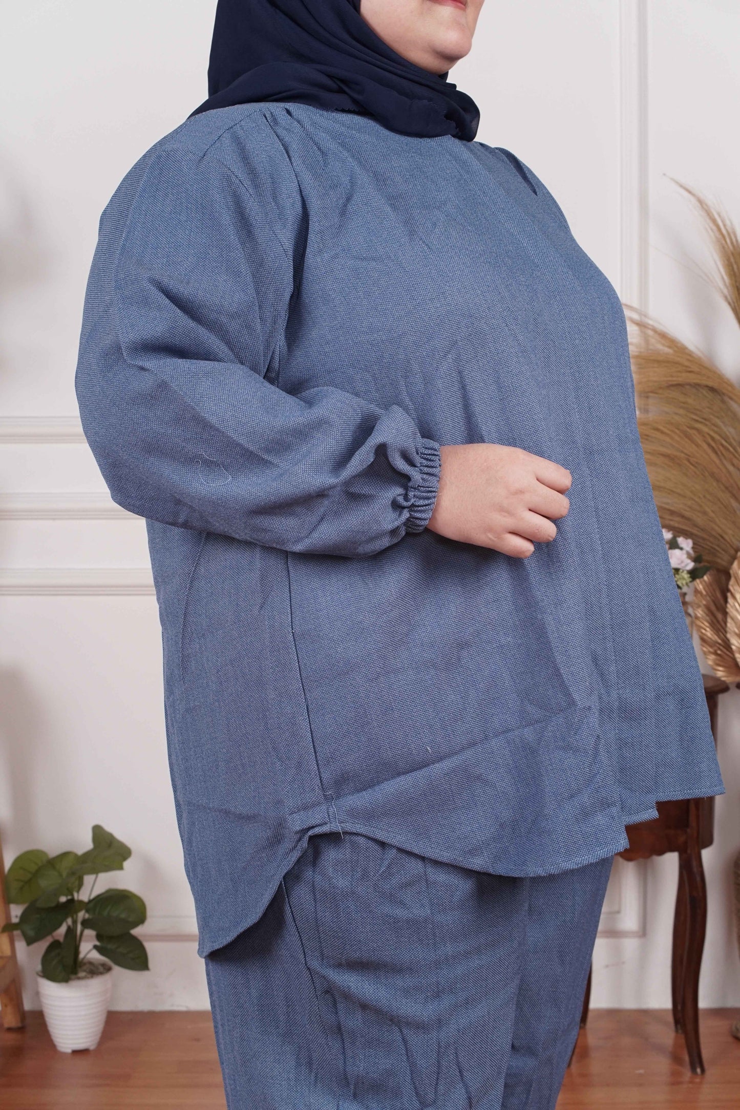 Yomi Official - Ayumi Set | Oneset Kemeja Denim Dots