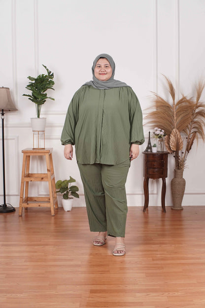 Yomi Official - Ayumi Set | Oneset Kemeja Olive