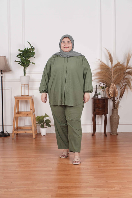 Yomi Official - Ayumi Set | Oneset Kemeja Olive