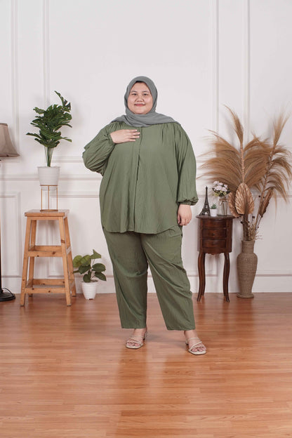Yomi Official - Ayumi Set | Oneset Kemeja Olive