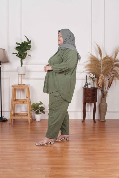 Yomi Official - Ayumi Set | Oneset Kemeja Olive
