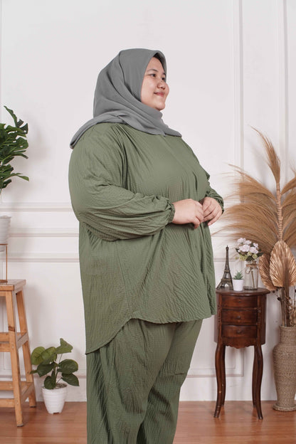 Yomi Official - Ayumi Set | Oneset Kemeja Olive